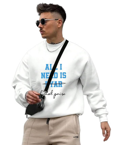 AUSK Men's Fleece Fabric Oversized Sweatshirt ||Printed Mens Round Neck Sweatshirt