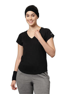 UZARUS Women's V-Neck Regular Fit Gym T-Shirt Soft, Lightweight & Quick-Dry Fabric Activewear Top for Workout, Yoga, Running, Exercise, Casual Breathable Fitness Everyday