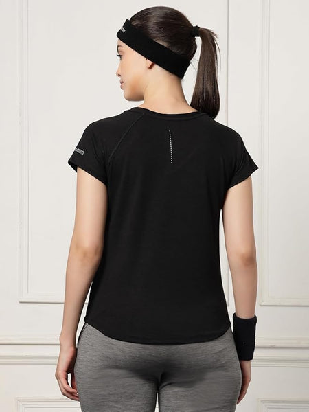 UZARUS Women's V-Neck Regular Fit Gym T-Shirt Soft, Lightweight & Quick-Dry Fabric Activewear Top for Workout, Yoga, Running, Exercise, Casual Breathable Fitness Everyday