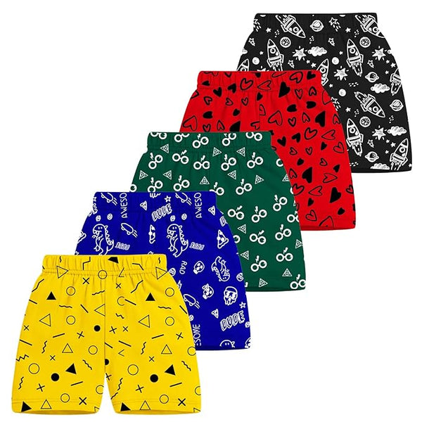 Trampoline Kids Shorts Pack of 5 for Boys & Girls | Vibrant Multipack Summer Wear | Soft Cotton Blend | Comfy Fit for Daily Adventures | Breathable & Easy-to-Wear Essentials