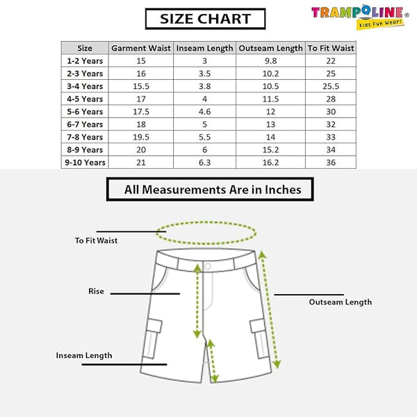 Trampoline Kids Shorts Pack of 5 for Boys & Girls | Vibrant Multipack Summer Wear | Soft Cotton Blend | Comfy Fit for Daily Adventures | Breathable & Easy-to-Wear Essentials